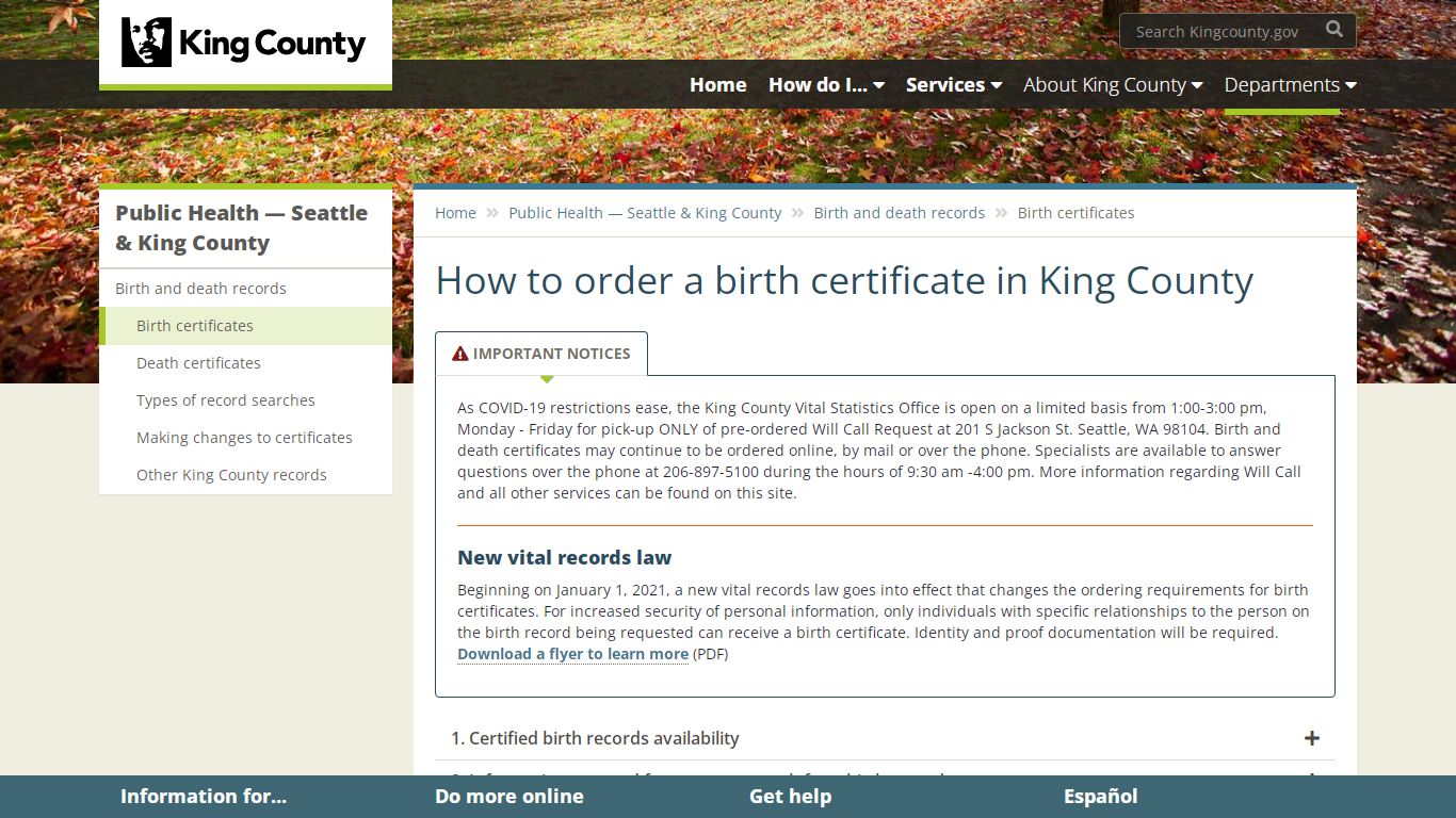 How to order a birth certificate in King County - King County